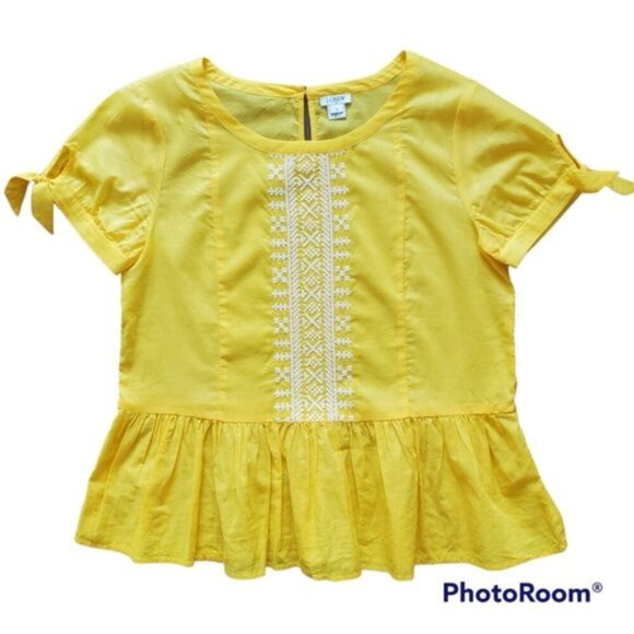 J. Crew Yellow Embroidered Top Size 4 - Picture 3 of 11